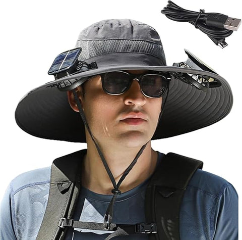 Solar Fan Hat For Outdoor Use