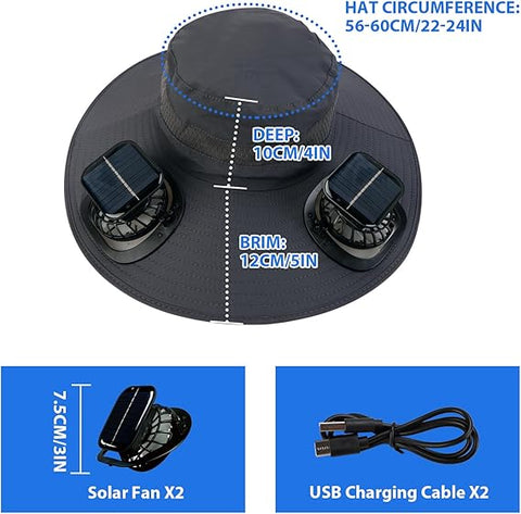 Solar Fan Hat For Outdoor Use