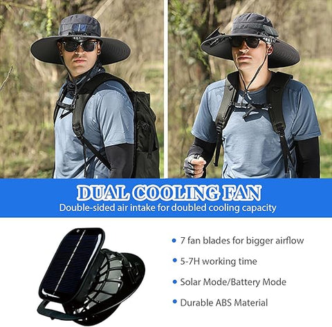 Solar Fan Hat For Outdoor Use