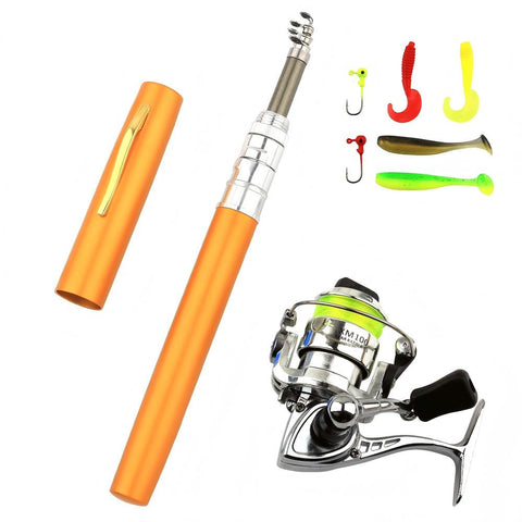 Mini Pen - Style Fishing Rod Set, with Spinning Reel + Lures, Essential for Portable Fishing