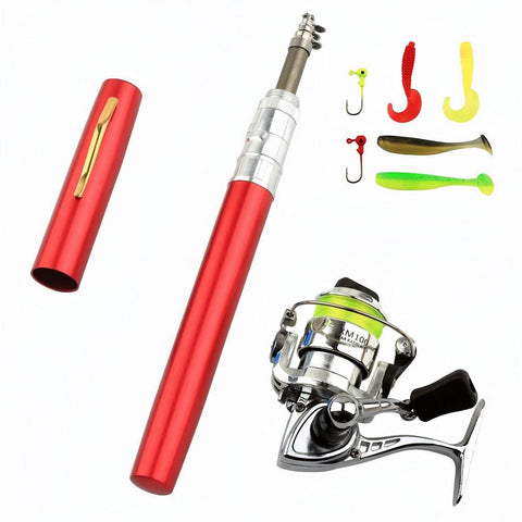 Mini Pen - Style Fishing Rod Set, with Spinning Reel + Lures, Essential for Portable Fishing
